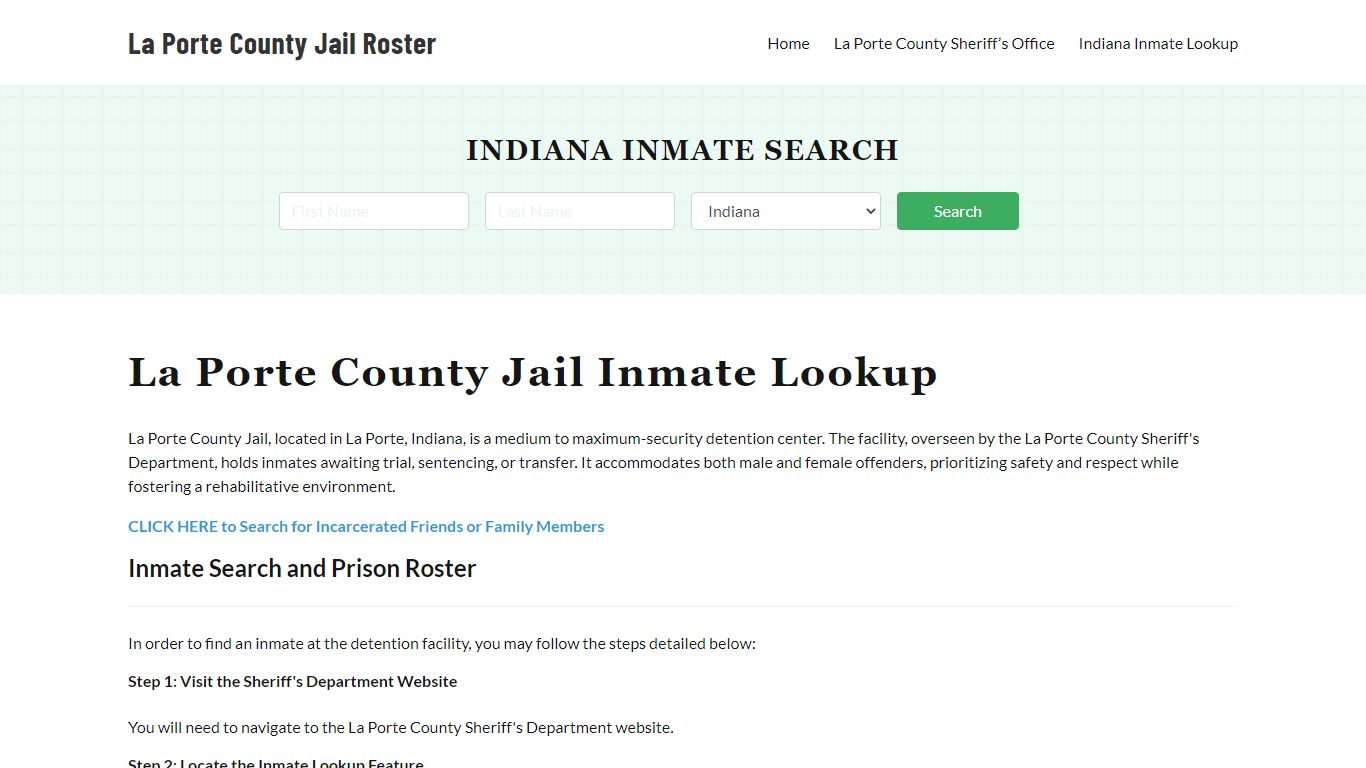La Porte County Jail Roster Lookup, IN, Inmate Search